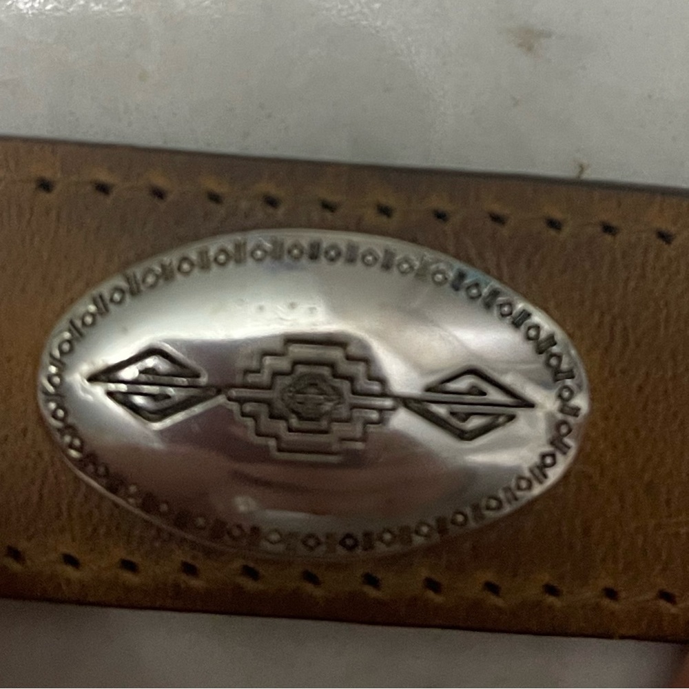Torel Brown Leather Belt With Silver Designs Size 34 Made In Texas View 6